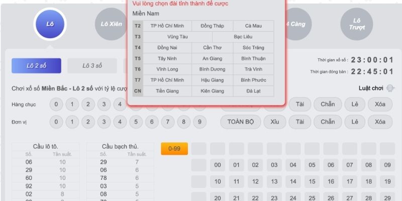 Hướng dẫn các bước đặt cược lô đề miền Nam trực tuyến